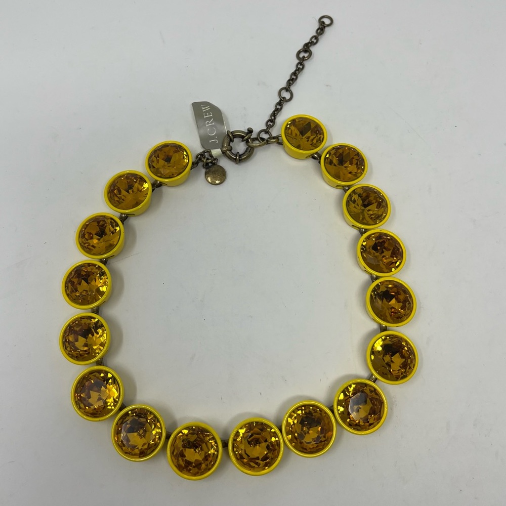Ultra rare J Crew Neon Yellow Brulee Rhinestone Necklace NWT New